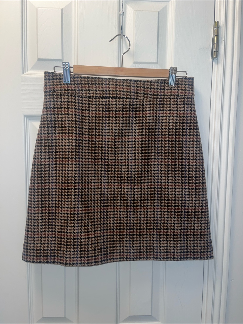 J. Crew Brown and Black Houndstooth Mini Skirt